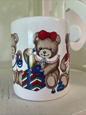 Vintage Teddy Bears Crafting Christmas Ceramic Coffee Mug ✨ Collectors